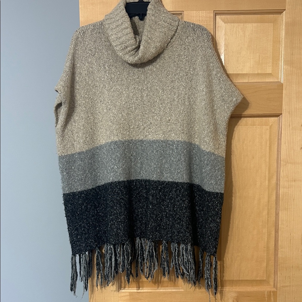 Bobeau Tan, Gray, and Black Cowl Neck Sweater